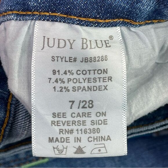 Judy Blue Jeans Women's 7/28 Blue Skinny High Rise Dark Denim Distressed - Picture 7 of 12